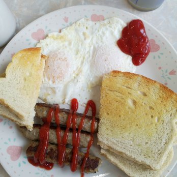 Tobey's Donut Shop - #3 2x eggs over easy with 3x sausages - Coffee & Tea Near Me - Watkins Glen, New York Tobey's Donut Shop - #3 2x eggs over easy with 3x sausages - Coffee & Tea Near Me - Watkins Glen, New York
