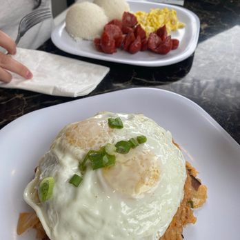 Patrick's Cafe & Bakery - Kimchee Fried rice /two eggs runny kine. And Aloha Big Breakfast with Longanisa sausage. - Bakeries Near Me - Seattle, Washington