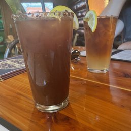 Bloody Mary and peach Arnold Palmer Bloody Mary and peach Arnold Palmer