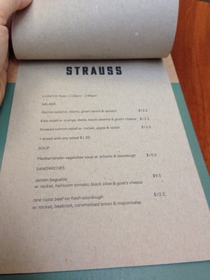 Menu photo 2 Strauss Brisbane, QLD Menu photo 2 Strauss Brisbane, QLD