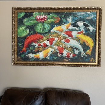 Linco Custom Picture Framing - Koi in canvas 58x39 - Framing Near Me - San Dimas, California Linco Custom Picture Framing - Koi in canvas 58x39 - Framing Near Me - San Dimas, California