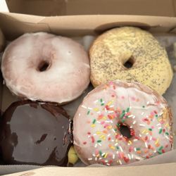 Dough Hook Bake Shop - Lemon poppy seed, glazed sprinkle, Bavarian cream, and glazed.