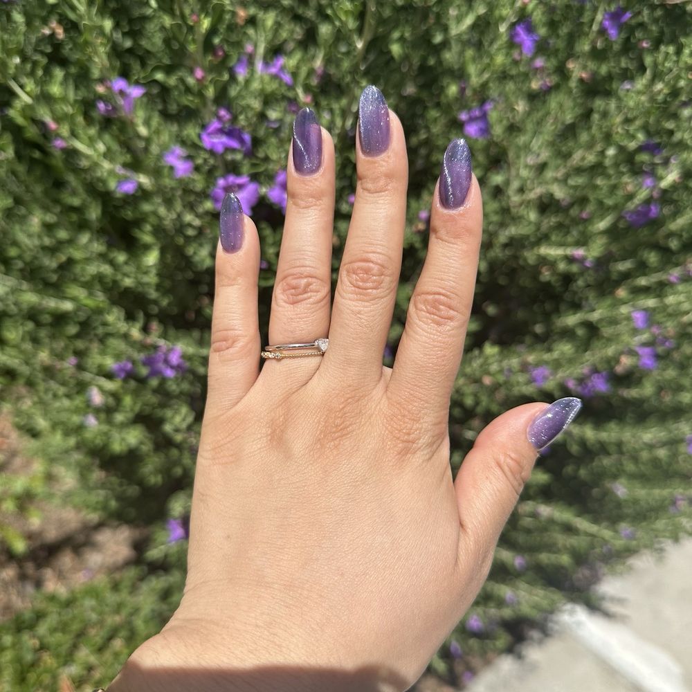 Eco Nail Bar - Purple cat eye gel X Gorgeous! - Nail Salons Near Me - Fullerton, California Eco Nail Bar - Purple cat eye gel X Gorgeous! - Nail Salons Near Me - Fullerton, California