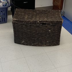 Goodwill Industries of Eastern NC - Raleigh - Wicker storage box I was trying to purchase! There is clearly No Sold sign or purchase receipt attached