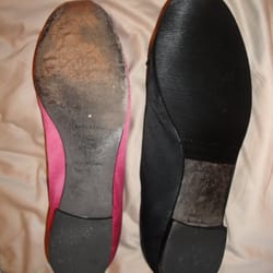 Boston Instant Shoe Repair - Old shoe on the left, resoled shoe on the right.
