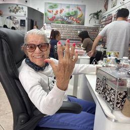 Kathy is very sweet to my grandma. She loves to get her nails done with her. This place has a lot of colors and is clean. Thanks so much !