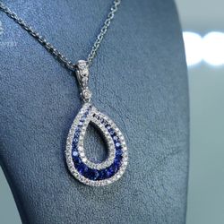 Town & Country Jewelers - Custom Diamond & Sapphire Pendant