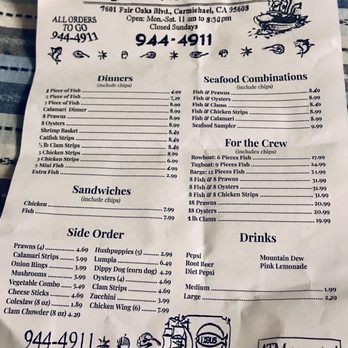 Tugboat Fish & Chips - Their menu, Clam Chowder and Hush Puppies, yes, mm! - Seafood Near Me - Carmichael, California Tugboat Fish & Chips - Their menu, Clam Chowder and Hush Puppies, yes, mm! - Seafood Near Me - Carmichael, California