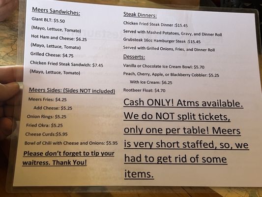 Menu photo 2 Meers Store And Restaurant Lawton, OK Menu photo 2 Meers Store And Restaurant Lawton, OK