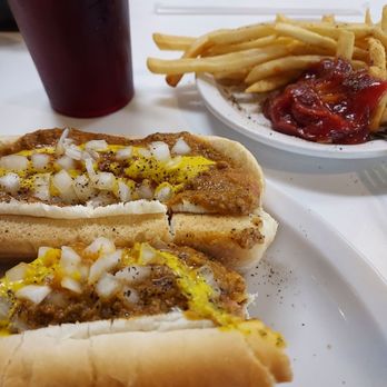 Leo's Coney Island - 2 coneys with fries and ice tea - Breakfast & Brunch Near Me - Grand Rapids, Michigan
