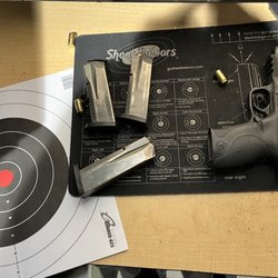 Shoot Indoors Buckley - Trying out a police trade-in Smith & Wesson M&P .45. Shot great.