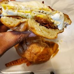 Brandon Bagels - Bacon, egg, chive cream cheese croissant