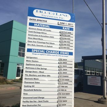 Blue Line Transfer - Materials and Rates + Special Charges - Recycling Center Near Me - South San Francisco, California