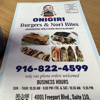 Onigiri Burgers - Take away menu for later - Japanese Near Me - Sacramento, California Onigiri Burgers - Take away menu for later - Japanese Near Me - Sacramento, California