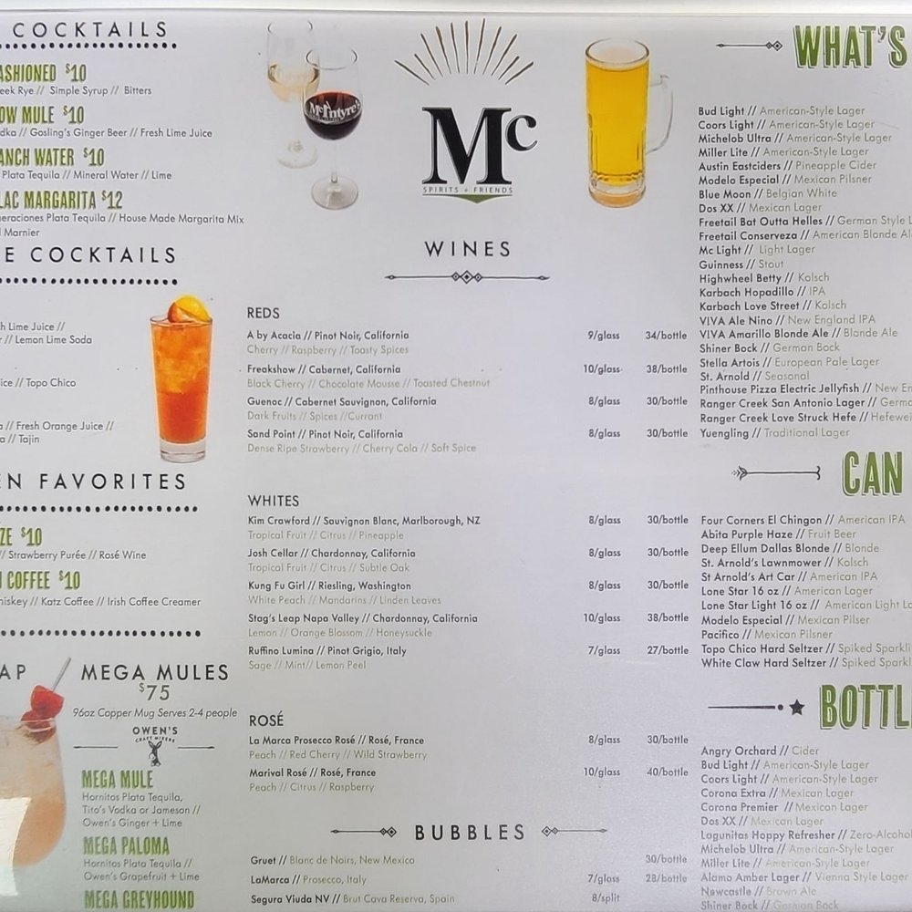 Mcintyre's Southtown - Menu - Sports Bars Near Me - San Antonio, Texas