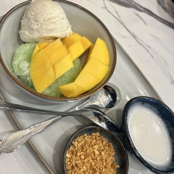 Pho Dena - Mango Sticky Rice with Vanilla Ice Cream, Warm Coconut Milk & Peanuts - Vietnamese Near Me - Pasadena, Maryland Pho Dena - Mango Sticky Rice with Vanilla Ice Cream, Warm Coconut Milk & Peanuts - Vietnamese Near Me - Pasadena, Maryland