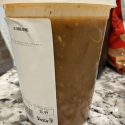 Fiesta Mart #66 - As you can see we ordered a large charro beans and we got less than half a container of beans!!