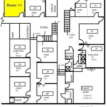 Idaho Hotel - Silver City - This is the upstairs floorplan so you can see what rooms are where. I stayed in Room 11. - Hotels Near Me - Murphy, Idaho