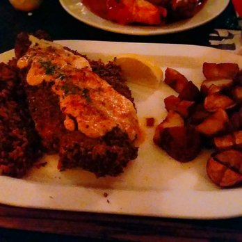 Shanahan's - Pecan-crusted fried catfish with dirty rice and roasted potatoes. Yummy sides, but the nut crust was majorly whack. - Cajun/Creole Near Me - Forest Park, Illinois