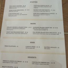 Menu at brunch June 2026