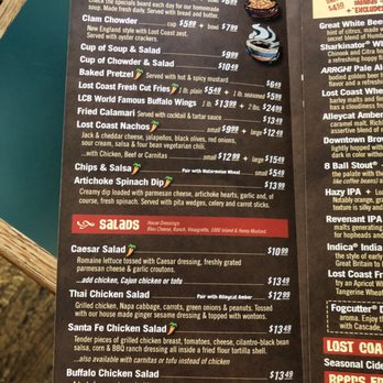 Lost Coast Brewery and Cafe - Menu: Soups, salads, appetizers (aug. 2019) - Pubs Near Me - Eureka, California
