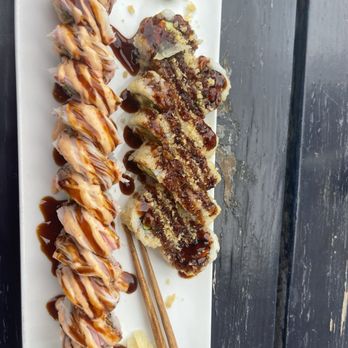 Blu DTR - shaggy dog (left); crunchy roll (right) - Japanese Near Me - Rogers, Arkansas Blu DTR - shaggy dog (left); crunchy roll (right) - Japanese Near Me - Rogers, Arkansas