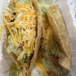 Shredded Beef and Potato hard shell tacos Shredded Beef and Potato hard shell tacos