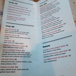 Food menu, includes "put a bird on it" fried chicken!