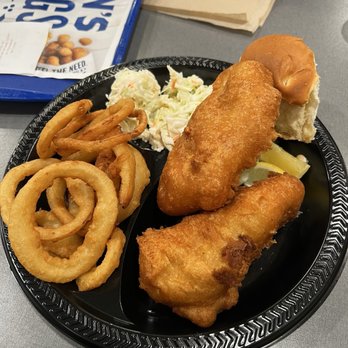 Culver's - Cod dinner with onion rings. Coating too heavy. - Burgers Near Me - Kernersville, North Carolina