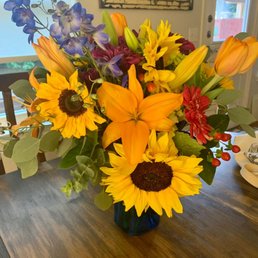 This beautiful flower arrangement was welcome by our daughter! Thank you for your help & professionalism. We highly recommend this business! This beautiful flower arrangement was welcome by our daughter! Thank you for your help & professionalism. We highly recommend this business!