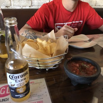 Green Lemon - Chips and Lime salsa with a corona... perfect combo - Mexican Near Me - Tampa, Florida