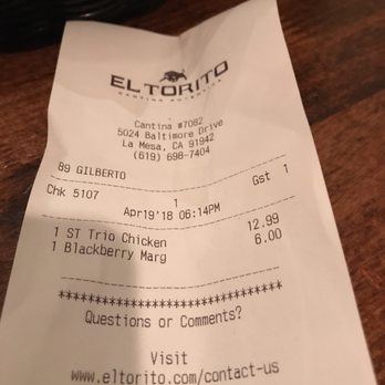 El Torito - Gilberto was the best server ever!!!! - Mexican Near Me - La Mesa, California