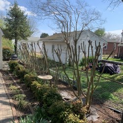 KM Lawn & Landscape - Mulch in tight flowerbed with tree trimming