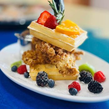Sand Pebbles Restaurant - a stack of waffles with fruit on top - Sushi Bars Near Me - Aurora, Ohio Sand Pebbles Restaurant - a stack of waffles with fruit on top - Sushi Bars Near Me - Aurora, Ohio