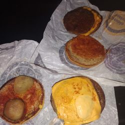 McDonald's - Like make it make sense ...dry raggedy ass burgers that looks old as hell thrown in my bag!!!! Please QUIT just quit..QUIT