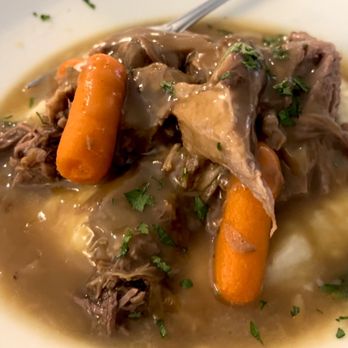 The Barony House - Pot Roast with crispy carrots and mashed potatoes - Southern Near Me - Moncks Corner, South Carolina The Barony House - Pot Roast with crispy carrots and mashed potatoes - Southern Near Me - Moncks Corner, South Carolina