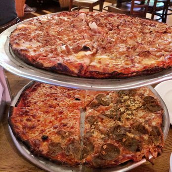 Star Tavern - Top pie: sausage and onion Bottom pie: half plain/half meatball and garlic - Pizza Near Me - City Of Orange, New Jersey
