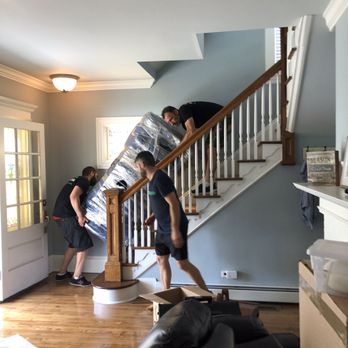 Zip To Zip Moving - Lifting heavy couch up narrow 100+ year old stairs. - Movers Near Me - Tinton Falls, New Jersey Zip To Zip Moving - Lifting heavy couch up narrow 100+ year old stairs. - Movers Near Me - Tinton Falls, New Jersey