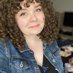 Damron Salon - Post Devacut! Theresa was very supportive of my curly bangs and did a fantastic job.