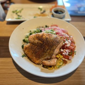 BJ's Restaurant & Brewhouse - BJ's Brewhouse Bowl With Salmon* - Pizza Near Me - Orland Park, Illinois BJ's Restaurant & Brewhouse - BJ's Brewhouse Bowl With Salmon* - Pizza Near Me - Orland Park, Illinois