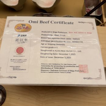 Sushi Horiuchi - Wagyu Certificate - Sushi Bars Near Me - Houston, Texas Sushi Horiuchi - Wagyu Certificate - Sushi Bars Near Me - Houston, Texas