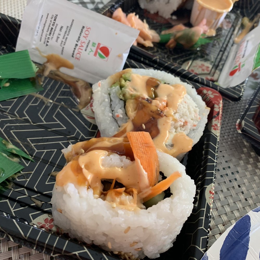 Fleurichi Express Sushi - Large rolls & yet so much rice if double rolled!! look & the top roll! - Sushi Bars Near Me - Clovis, California
