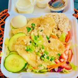 Hawaiian Barbecue - Heathier garlic maui with salad and brown rice