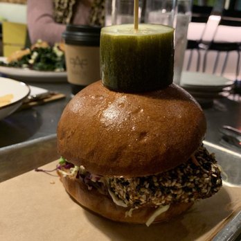 Pour Company - Ahi sandwich with a big ol pickle on top. - New American Near Me - Fullerton, California