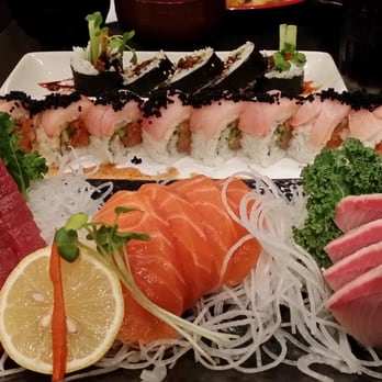 Wasabi Bistro - 3 Types of Sashimi, Raiders Roll & Salmon Skin Roll... (All Mine) :-) - Japanese Near Me - Livermore, California
