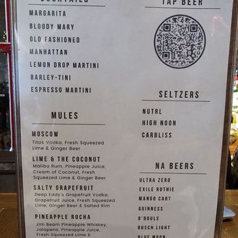 Barleys Bar - Menu - Bartop menu, Cocktails , Mules , Non-alcoholic beers , Seltzers - American Near Me - Council Bluffs, Iowa Barleys Bar - Menu - Bartop menu, Cocktails , Mules , Non-alcoholic beers , Seltzers - American Near Me - Council Bluffs, Iowa