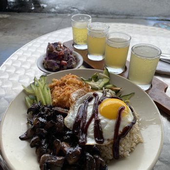 The Booch Bar - Mushroom bibimbap and kombucha flight - Breakfast & Brunch Near Me - Hilo, Hawaii