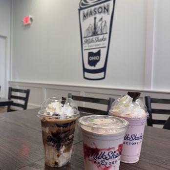 MilkShake Factory Mason - Non dairy chocolate shake with raspberry puree, strawberry banana shake and peanut butter melt away sundae - Ice Cream & Frozen Yogurt Near Me - Mason, Ohio MilkShake Factory Mason - Non dairy chocolate shake with raspberry puree, strawberry banana shake and peanut butter melt away sundae - Ice Cream & Frozen Yogurt Near Me - Mason, Ohio