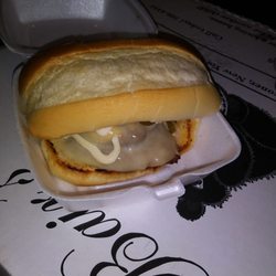 Bair's Pizza - Good sized burger but u had bones in it