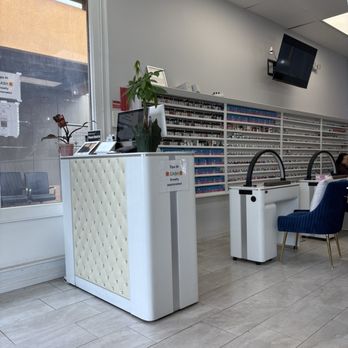 Lecheta Nail Bar - Check in desk, wall of nail polish - Nail Salons Near Me - Bellflower, California